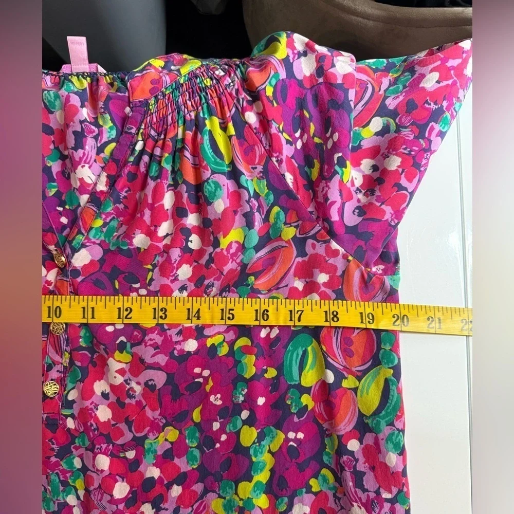Lily Pulitzer Women’s Elsa Multicolor Wild Confetti Print Silk Blouse Sz M